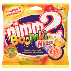 nimm2 Boomki Musss Rozpuszczalne cukierki owocowe wzbogacone witaminami 90 g