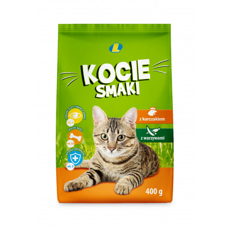 Karma dla kotów Kocie Smaki z kurczakiem i warzywami 400g Lewiatan
