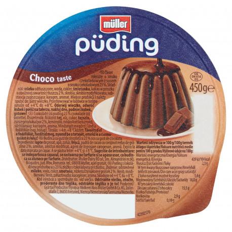 Müller Püding Deser mleczny o smaku czekoladowym z sosem o smaku czekoladowym 450 g