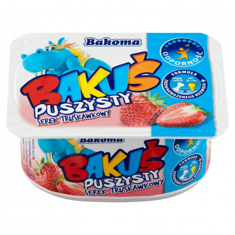 Bakoma Bakuś Puszysty serek truskawkowy 90 g