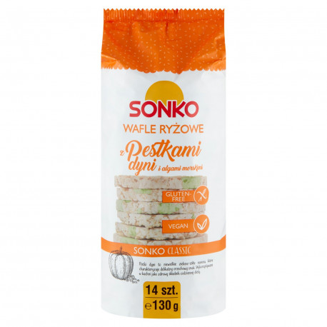 Sonko Wafle ryżowe z pestkami dyni i algami morskimi 130 g (14 sztuk)