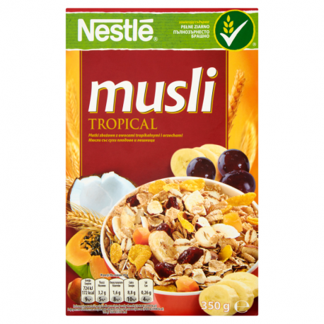 Nestlé Musli Tropical Płatki zbożowe z owocami tropikalnymi i orzechami 350 g
