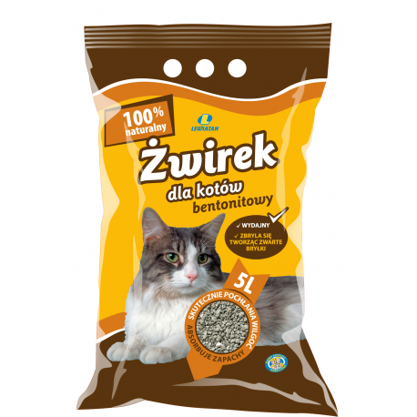 Żwirek dla kotów bentonitowy 5 l