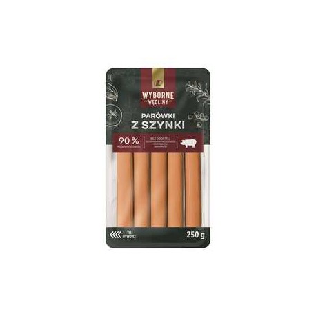 PARÓWKI Z SZYNKI WYBORNE WĘDLINY 250 g MW LEWIATAN