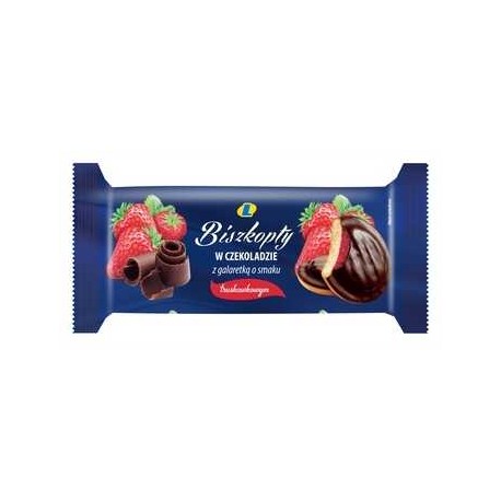 Biszkopty z galaretką o smaku truskawkowym 135 g Lewiatan