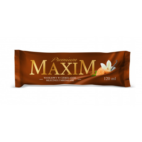 Lody Maxim z migdałami waniliowe  w czekoladzie mlecznej 120 ml