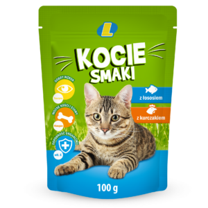 Karma dla kotów Kocie Smaki z łososiem i kurczakiem 100 g Lewiatan
