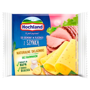 Hochland Ser kremowy w plastrach z szynką 130 g