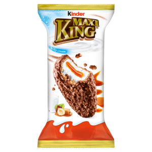 Kinder Maxi King Wafel z mlecznym i karmelowym nadzieniem pokryty czekoladą i orzechami 35 g