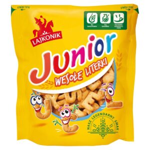 Lajkonik Junior Wesołe Literki Drobne krakersy solone 120 g