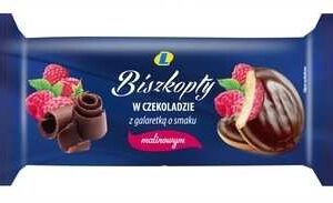 Biszkopty z galaretką o smaku malinowym 135 g Lewiatan