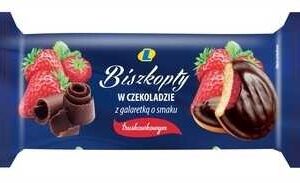 Biszkopty z galaretką o smaku truskawkowym 135 g Lewiatan