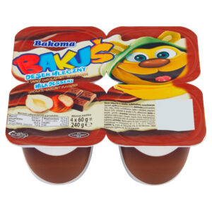 Bakoma Bakuś Deser mleczny o smaku czekoladowo-orzechowym 240 g (4 x 60 g)