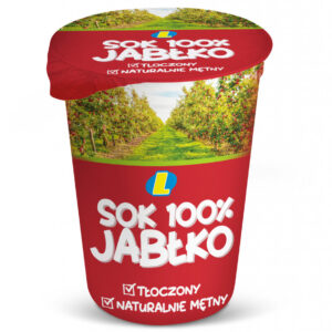 Sok jabłkowy tłoczony kubek 200 ml Lewiatan