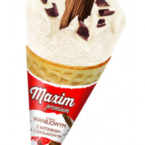 Lody Maxim premium rożek waniliowy z batonikiem czekoladowym 120 ml