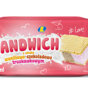 Lody Sandwich o smaku waniliowo-czekoladowo-truskawkowym 180 ml