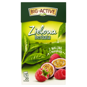 Big-Active Zielona herbata z maliną z marakują 34 g (20 torebek)