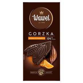 WAWEL CZEKOLADA PREMIUM GORZKA 64% Z POMAR 90 g